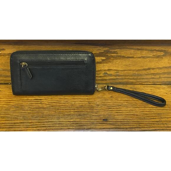 Fossil Black Leather Zip Around Wallet Women’s Full Size - Picture 4 of 4